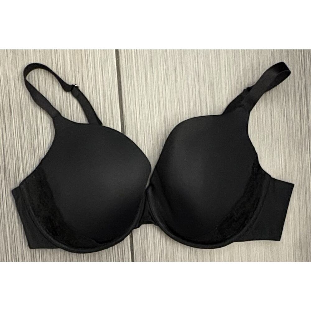 Spanx Black Underwired Bra With Lace Trim Size 38D Full Coverage